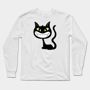 Smiling Black Cat Long Sleeve T-Shirt